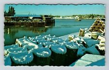 Snow Covered Traps, Maine Harbor  Vintage Souvenir Postcard picture