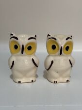 Vintage Cream Owl Set of Salt & Pepper Pottery Shakers Japan picture
