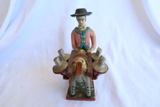 Olaria de Estremoz Vintage Folk Art Man w Mule Canteens Portugal 6