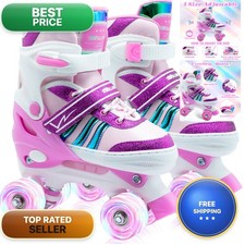 WELLWON Adjustable Roller Skates for Kids Youth Age 5-8 Light Up Wheels picture