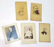 5 Antique Cabinet Card Portrait Photos Victorian Edwardian Men Women Child 1800s picture