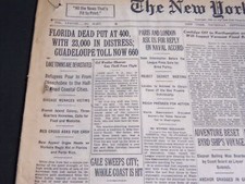 1928 SEPTEMBER 20 NEW YORK TIMES - FLORIDA DEAD PUT AT 400 - NT 6919 picture