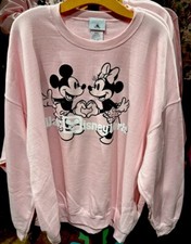 2025 Disney Parks Sweatshirt Small Pink Mickey & Minnie Heart Love WDW picture