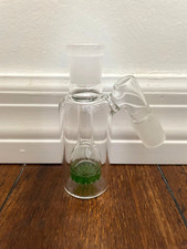 18mm Clear Glass Water Pipe Ash Catcher Honeycomb Perc Green 45degree picture