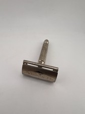 Vintage Gillette Travel Tech Silver Plated Razor Made in USA picture
