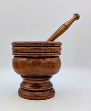 Vintage Turned Wood Mortar & Pestle Apothecary Pharmacy Herbal Grinder 5