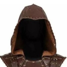Viking Leather Medieval hood Larp & Cosplay Hood Fantasy Armor Renaissance picture
