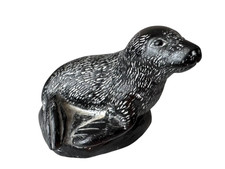 Vanstone Soapstone Art of Baby Seal in Black Made in Canada picture