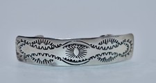 Stunning Vintage PUEBLO Signed NATIVE AMERICAN Sterling Silver Stamped Barette picture