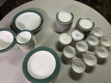 Vintage Pyrex Regency Green 22K Gold 71 Pc Dinnerware Set MCM Local Pickup picture