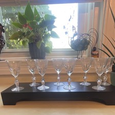 Crystal wine glasses cut pattern buble stem by Tiffin Franciscan 8 set picture