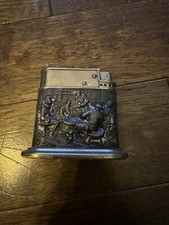 VINTAGE 1949 MYFLAM AUTOMATIC TABLE LIGHTER 835 SILVER DUTCH TAVERN SCENE picture