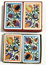 Vintage Fournier 2 Deck Playing Cards Floral Embroidery Made In Spain picture