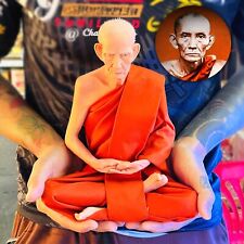 Large Lifelike Wax Art Monk Statue Lp Kuay Guay Watkositaram Thai Amulet #17576 picture