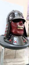 Samurai Helmet Medieval Handmade Steel Warrior Helmet with Surface Plating picture