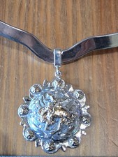 Vintage VOGT sterling necklace with  bucking horse, sterling  and 14k gold picture