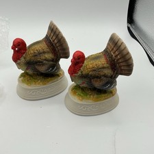 2 Pcs Vintage Turkey Figurine Made In Japan Porcelain Inarco 5” picture