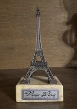 Vintage Eiffel Tower Souvenir Marble Base 4-3/4” Tall - Made in France picture