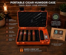 Portable Cigar Travel Humidor Case with Digital Hygrometer, Boveda 69% Humidity picture