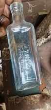 Antique Aqua PINEX Trade Mark Medicine Bottle Embossed Cough Syrup Cork Top picture