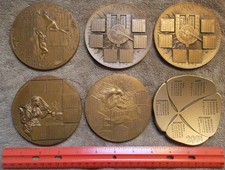 Six (6) very large bronze calendar medals, Monnaie de Paris, 1968-2001 picture