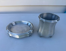 Labrazel Sofia Italian Pewter Bathroom Set Brush Holder & Soap Dish Vintage picture