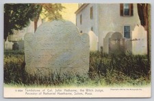 1905 Col John Hathorne Tombstone Postcard Salem Witch Judge Rotograph picture