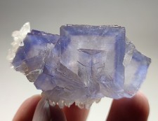 76-gm Natural Blue Phantom Cubic Fluorite with Calcite Specimen from Pakistan. picture