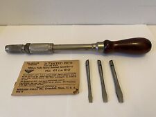 MILLERS FALLS No. 610A - PUSH SPIRAL RATCHET SCREWDRIVER W/3 NEW BITS - PAT 1926 picture