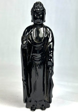 Buddha Shaka Nyorai Standing Vintage Japanese Black Lacquered Buddhist Statue picture