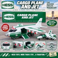 2021 Hess Cargo Plane & Jet Toy Lights Sounds Folding Wings New in Box picture