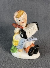 Occupied Japan Porcelain Figurine Girl Playing Accordion Vintage 3.25” Tall picture