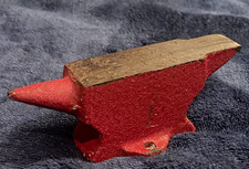 Vintage Mini Cast Iron Bench Mount Stake Anvil w/ Horn, Red, Jewelry picture