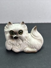 Vintage Roselane Pottery Mid Century Ceramic Himalayan Cat Figurine Green Eyes picture