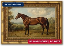 Vintage Gold Framed Horse Wall Art Classical Photo Frame Brown Horse Canvas Pain picture