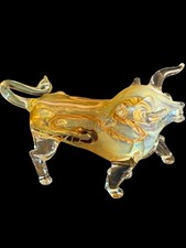 Spectacular Hand Blown Glass Raging Bull Water Pipe Unused picture