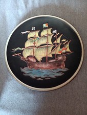 German Rare GUSTAV HEINKEL Staatliche Majolika-Manufaktur Karlsruhe,wall plate picture