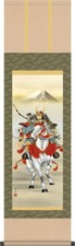 Kakejiku Hanging Scroll Hakuba Musha Samurai by Nagae Keishu New from Japan picture