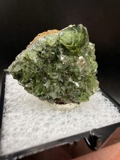 Rare Lustrous Green Ludlamite Cluster on Siderite Matrix - Amazonas, Brazil picture