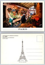 Paris Rue Mouffetard Market Postcard Yvon France Street Scene Vintage picture