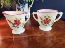 Macbeth Evans Petalware Creamer and Sugar Bowl, Mountain Flowers picture