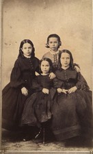 Antique 1860’s CDV PHOTO 4 Lovely School Girl Young Ladies Sisters Civil War Era picture