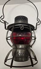 Antique NJC (New Jersey Central RR) DRESSEL Etched RED GLOBE Railroad RR Lantern picture