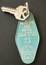 Vintage Modern Aire Motel Kenmore Buffalo NY #23 Key Fob with Key picture