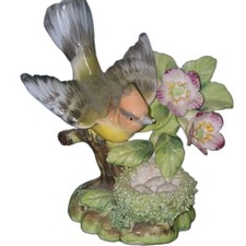Pretty ERICH STAUFFER Designed Porcelain VINTAGE BIRD Figurine Oriole & Waxwing picture
