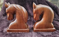Carved Horsehead Bookends, attributed to Watty Chiltoskie, Cherokee, NC picture
