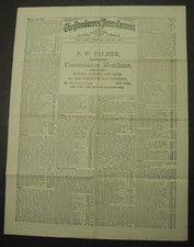 1895 New York City handbill: food, produce prices; Palmer, Greenwich St merchant picture