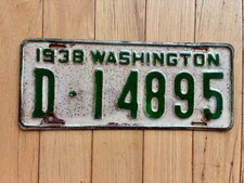 1938 Washington State License Plate picture
