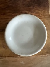 Antique Thick Chunky White Ironstone Butter Pat picture