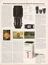 Vivitar Series 1 70-210mm f3.5 Macro Focusing Zoom Lens 1975 Print Ad picture